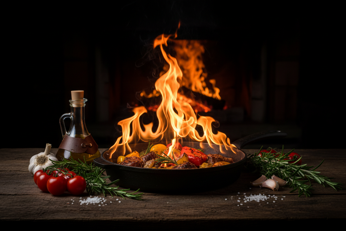 Hogar y Cocina con fuego