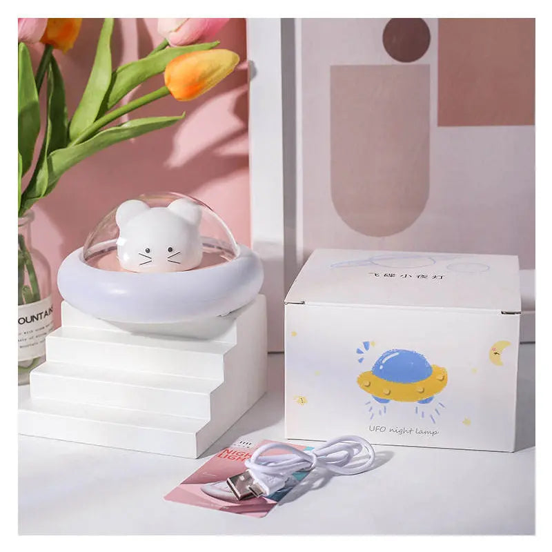 1pc LED Nursery UFO Night Light - Cute Silicone Baby Lamp