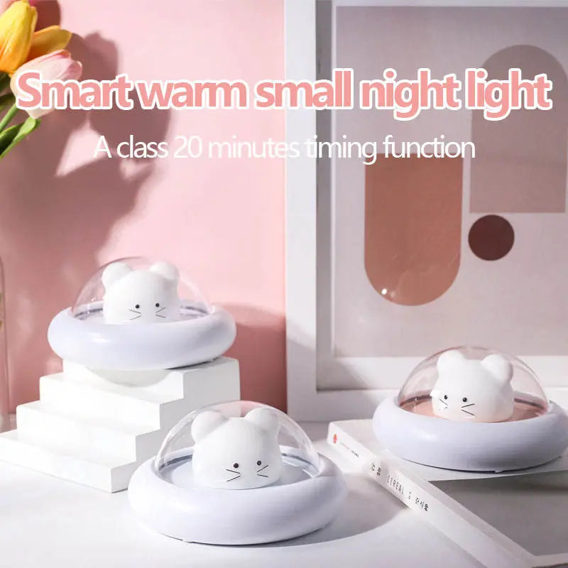 1pc LED Nursery UFO Night Light - Cute Silicone Baby Lamp