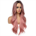 Lotus Root Pink Gradient Long Curly Synthetic Wig