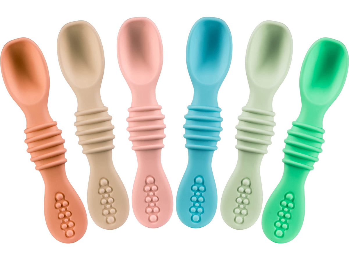 Baby Spoons Baby Feeding Essentials Baby Led Weaning Supplies Baby Spoons Self Feeding 6 Months Baby Utensils Silicone Baby Feeding Set Toddler Feeding Supplies Silicone Baby Spoon BPA Free