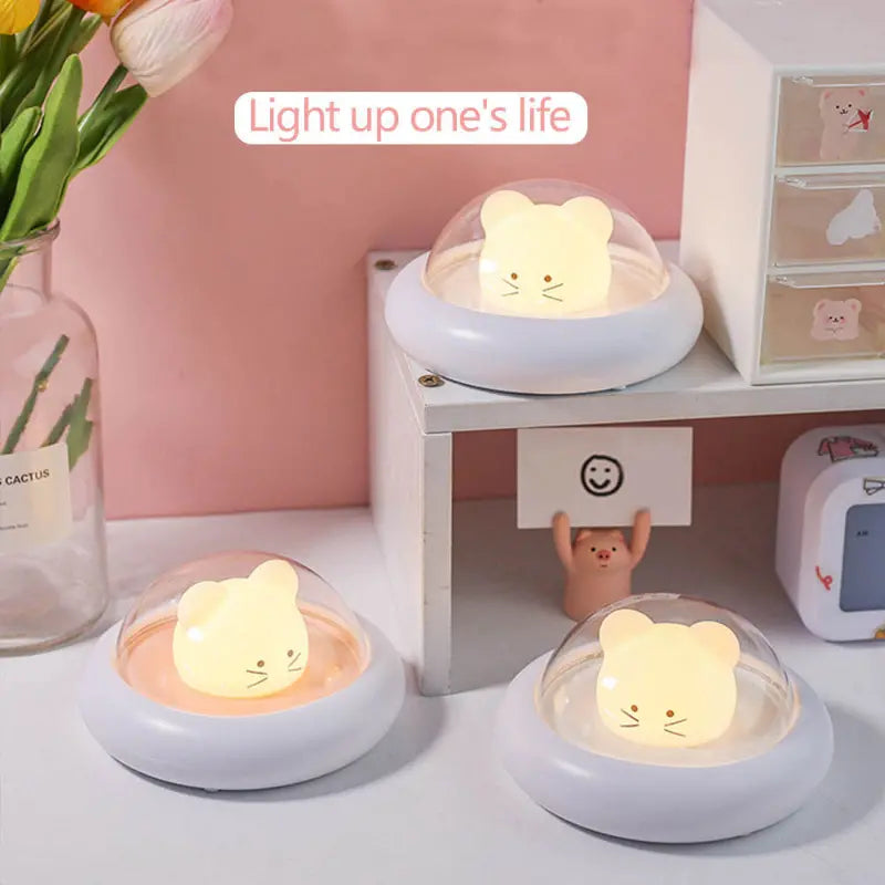 1pc LED Nursery UFO Night Light - Cute Silicone Baby Lamp