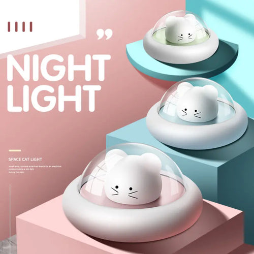 1pc LED Nursery UFO Night Light - Cute Silicone Baby Lamp