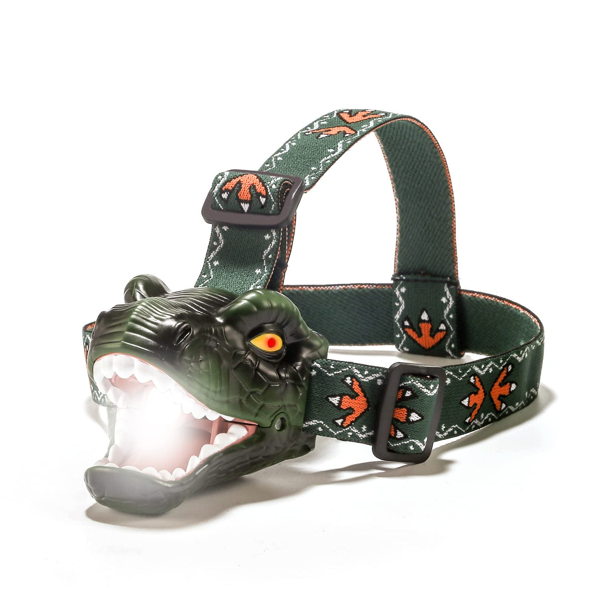 lelefa Dinosaur Kids Headlamp T-Rex Dinosaur Led Headlamp Flashlight Dinosaur Toy Headlamp Flashlight with 4 Lighting Mode for Boys Girls’ Camping Hiking Reading and Party (Green)